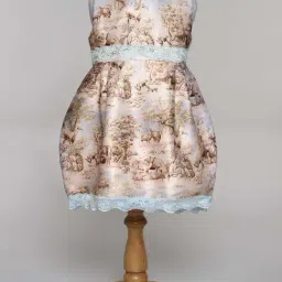 Many Frocks Kids Beige & White Printed Dress-image-96