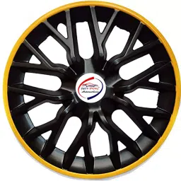 Auto Pearl gBY18 R14 35.56 cm (14 Inch) Press Type Wheel Hubcap with Retention Ring Glossy GTR Black Yellow Wheel Cover for Maruti Swift Dzire VXI (Set of 4)-image-45