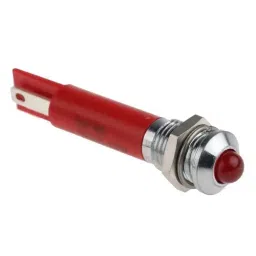 RS PRO Red Panel Mount Indicator 24V DC, Mounting Hole Size 8 mm, Termination Type Solder Tab, Model No 207185-8