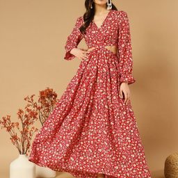 LookShine Floral Printed A-Line Maxi Dress-image-89