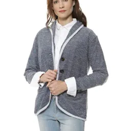 Campus Sutra Blue & Grey Textured Blazer-picture-28