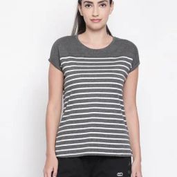 Ajile by Pantaloons Grey Cotton Striped T-Shirt-image-37
