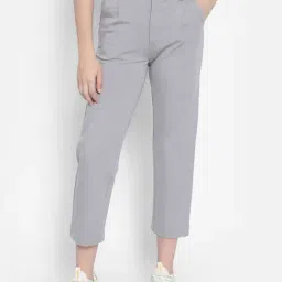 Crimsoune Club Grey Straight Fit Mid Rise Cropped Trousers-image-52