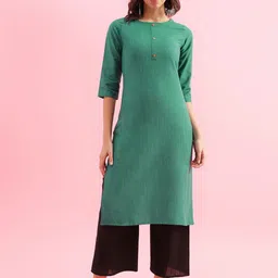 KALINI Woven Design Round Neck Straight Kurta-24