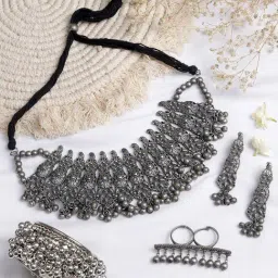Teejh Pitara Collection Chiti Oxidized Jewellery Set-image-56