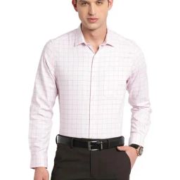 Turtle Pink Cotton Slim Fit Checks Shirt-image-57