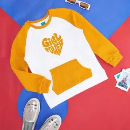 YU by Pantaloons Kids Mustard & White Printed Full Sleeves Sweatshirt-image-98
