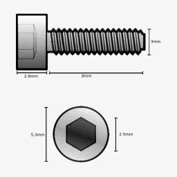 M3 X 8mm Hex Allen Socket Head SS202 Bolt(Pack of 10) image 2
