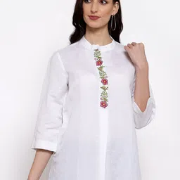 DART STUDIO Mandarin Collar Linen Regular Top-81
