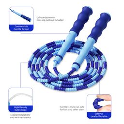 patpat PATPAT® Jump Rope, Adjustable Length Tangle-Free Segmented Soft Beaded Skipping Rope image 3
