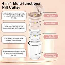 hannea HANNEA® Pill Box with Tablet Cutter and Grinder Travel Pill Cutter with Drinking Cup 4 in 1 Tablet Cutter with Two Built-in Pill Box for Large Pills, Vitamins, Cod Liver Oil, Supplements, Medication image 5