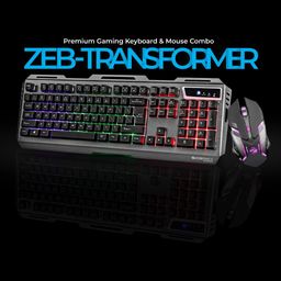 Zebronics Transformer Gaming Keyboard and Mouse Combo,Braided Cable,Durable Al body,Multimedia keys and Gaming Mouse with 6 Buttons, Multi-Color LED Lights, High-Resolution Sensor with 3200 DPI(Black) image 2