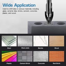 Serplex® 12pcs Masonry Drill Bit Set Tungsten Steel Drill Bit with 7 Sizes Drill Bits Cement Drill Bits for Glass, Tile, Brick, Cement, Concrete, Plastic, Wood, 1/8 to 1/2 inch Cross Drill Bit Tip image 4