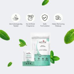 nesta Wet Wipes, Daily Cleansing Refreshing and Moisturizing Wet Facial Wipes - Rose, Lemon, Mint, Cucumber, Sandalwood with Goodness of Aloevera, Antiacne (10 Count Each, Pack of 5) image 4