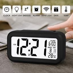 idella Alarm Clock, Digital Clock, Table Clock for Students, Watch Timer for Study, Home, Bedroom, Kitchen,Loud Desk Alarm Clocks for Heavy Sleepers with Automatic Sensor,Time,Date &Temperature image 3
