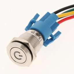 EXPORA Self-locking Push Button Switch,Power Symbol Illuminated Push Button White image 2
