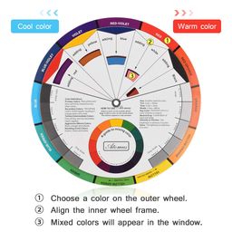 Creative Color Wheel, Paint Mixing Learning Guide Art Class Teaching Tool for Makeup Blending Board Chart Color Mixed Guide Mix Colours(Small) image 2
