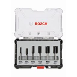 Bosch Router Bit Set, Straight Bits 8 mm Shank, With Euro Hole, DIN EN-847 for Fine Cuts on Wood (6-Pieces) image 1