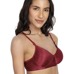 Victoria Padded Bra for Women – Wirefree, Seamless, Full Coverage, Detachable Straps, Fancy Lycra Net Fabric – Sizes 30B-40B (in, Numeric, 40, B, Regular, Maroon) image 2