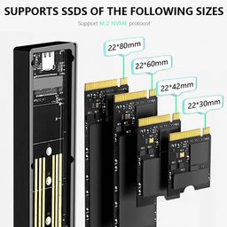 Zorbes Aluminum M.2 Nvme SATA SSD Enclosure with LCD Display USB 3.2 Gen 2 10Gbps M.2 NVMe SSD Enclosure NVME PCI-E M-Key External SSD Enclosure Support UASP Trim for NVMe SATA SSD 2230/2242/2260/2280 image 2