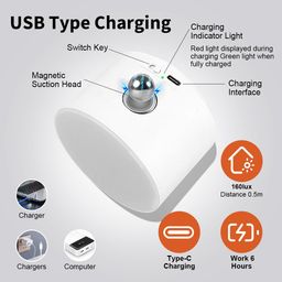 elephantboat ELEPHANTBOAT® Table Lamp for Study Room, 4 in 1 Rechargeable Desk Lamp Light for Study with Powerful Magnets Portable USB Table Light Remote Control, 4 Levels of Brightness, Eye Caring, Non-Flickering image 5