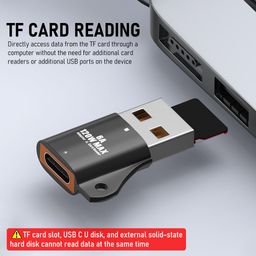 zeitel Zeitel® USB to USB C 2-in-1 OTG Adapter & TF Card Reader for PC Laptop - Black Fast Charging, High-Speed Data Transfer, Easy File Sharing I image 3