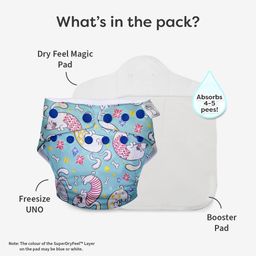 Superbottoms NEW UNO Freesize Cloth Diaper Set of 3| Cloth diaper for babies 3M to 3Y | Washable & Reusable cloth diaper | Comes with cloth diaper insert | 3 Outer Shell & 3 Pads image 4
