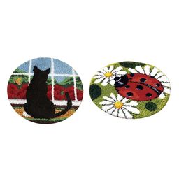 CALANDIS? 2 Sets Cat Ladybug Latch Hook Kits Carpet Latch Hooking Rug Kit Cushion | Latch Hooking Kits | Latch Hooking | Rug Making | Needlecrafts & Yarn image 5