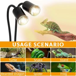 qpets Fish Tank Lamp Stand, Turtle Sunbathing Double Head Lamp Stand, Lizards Clamp Heat Lamp Stand with 3 Smart Timer Settings, Plug & Play Versatile Reptile Habitat Accessory - Not Included Bulb image 5