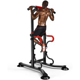 Pull Strap Exercise Power Tower Dip Stantion- Multi-Function Pulls Up & Dip Stand Strength Training Dip Station Adjustable Pulls Up Bar for Full Body Workout Home Gyms (Black, 35.4X 27.6X 88.6) image 1