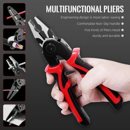 hasthip HASTHIP® 5-In-1 Multifunctional Wire Stripper, Combination Interchangeable Pliers Kit, Wire Stripper, Wire Crimping Tool, Linesman Pliers, Cable Cutter, Electricians Scissor with Storage Case image 3
