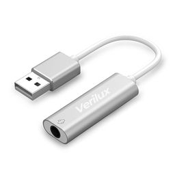 verilux Verilux® USB Sound Card USB to 3.5mm Jack Audio Adapter USB External Stereo Sound Adapter Splitter Converter for Windows and Mac, Linux, Compatible with PS4, Headset, Laptop, PC image 1