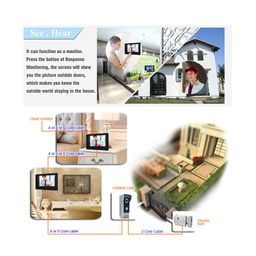 AMOCAM Wired Video Doorbell Phone, 7" Video Intercom Monitor Doorphone System, Wired Video Door Phone HD Camera Kits Support Unlock, Monitoring, Dual-Way Intercom for Villa House Office Apartment image 3