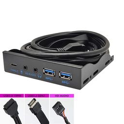 JMT 3.5in USB3.2 Gen2 Floppy Drive Front Panel 10Gbps with Audio Port USB-C Port 19Pin/9Pin Suitable for TYPE-E Interface 3.5in Floppy Disk Bay (with USB 3.0 19Pin) image 2