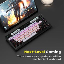 TECPHILE Dare U EK75 Rainbow Wired Gaming Keyboard 75% TKL Layout, RGB Backlight Mechanical Keyboard, Double Injection Key Caps, Gasket Mounted Design, Dream Switches, Black image 4