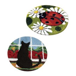 CALANDIS? 2 Sets Cat Ladybug Latch Hook Kits Carpet Latch Hooking Rug Kit Cushion | Latch Hooking Kits | Latch Hooking | Rug Making | Needlecrafts & Yarn image 4