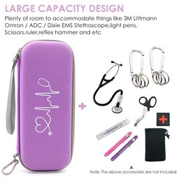 ZORBES Stethoscope Case Protable Stethoscope Bag, Shockproof Protective Stethoscope Case for Littmann/Omron/ADC/Dixie EMS Stethoscope, with Extra Mesh Pockets for Small Accessories (Bag Only), Purple image 2