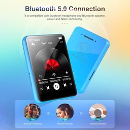 concept kart AUDIOCULAR M31 16GB Portable Mp3 Music Player with Bluetooth, 2.4” LCD Touch Screen, Video Playback, Built-in Speaker, Voice Recording Function Mini HiFi Lossless Digital Audio Player (16GB - Blue) image 3