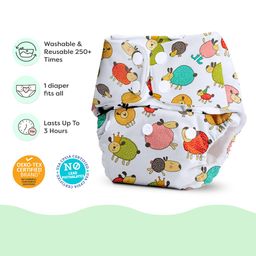 BASIC Reusable Cloth Diapers | New Trimmer Version | Adjustable, Washable & Rash-Free | Includes Absorbent Pad with Dry Feel Layer | Fits 3M-3Y (5-17kg) | Certified & Comfortable for Babies (Sheep) image 5