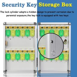 KRLZ 24 Keys Cabinet Organizer Wall Mount, Heavy Duty Key Lock Box with Key Hooks & 24 Tags Key Labels,Security Lockbox for Valets, Hotels, Car, Office Key Management & Storage image 3