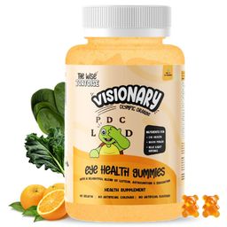 Eye & Brain Health Gummies for Kids | DHA, Lutein | Olympic Orange Flavor | 5-15 Years | The Wise Tortoise | No Artificial Flavors | 30 Gummies image 1