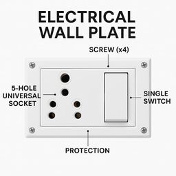 SEER 6-16 Amp Non-Modular Switch and Socket Combination with Box, Polycarbonate, White (switch box) image 2