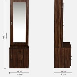 CASPIAN Engineered Wood Single Door Wooden Vanity Dressing Table (Dark Brown) | Pre-Assembled Furniture with Mirror | Makeup & Accessories Storage Organizer with 5 Shelves, 1 Cabinet & 1 Drawer image 4