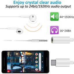 nishtech Samsung Type C to 3.5mm Jack, Upgrade 32bit Hi-Fi Sound USB Type C to Audio Adapter Cable Compatible with Pixel 2/2XL/3/3XL/6/6 pro & Samsung S23/ S23 Ultra/ S23+/ S22/ S22 Ultra S21/S20 (White) image 5