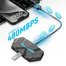 verilux Verilux® 7-Port USB Hub with Colorful LED Ambient Light, High-Speed Multi-Port USB 2.0 Extender for Laptops - Universal Compatibility for Flash Drives, Keyboards, Mice image 4