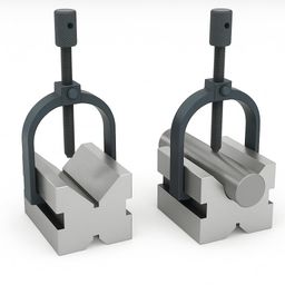 generic Precision Steel V-Block with Clamp Set – 32x32x40mm Hardened & Ground image 1