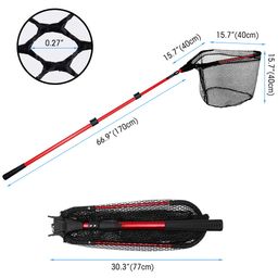 proberos Proberos® Fishing Net, 2m Retractable Fishing Net, Portable Aluminum Alloy Fishing Trap Folding Triangle Wide Fishing Landing Net Telescopic Fishing Net Catcher Suitable for Fish Under 5 KG image 4