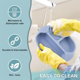 SNOWIE SOFT Baby Suction Plates For Baby Feeding With 4 Strong Suction Cups, Silicone Toddler Plates With Spoon & Fork For Kids To Feed Themselves, Dish Washer & Micro-Wave Oven Safe, Solid image 4