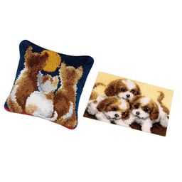 bnf® Puppy & Kitten Latch Hook Kits Pillows Making Material Package for Beginners | Latch Hooking Kits | Latch Hooking | Rug Making | Needlecrafts & Yarn image 3