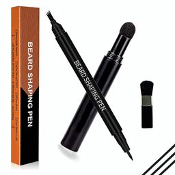 maycreate MAYCREATE® Dual Tip 2 in 1 Beard Pencil With Filler Powder for Styling, Sweat Proof Mustache Kit for Men's Beard, Mustache, Eyebrows (Black) image 2